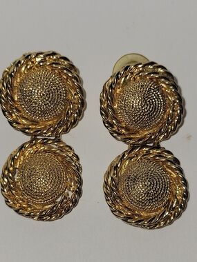 Classic Gold-Tone Spiral Rope Button Earrings - Women Jewelry